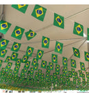 Varal Bandeirinhas Brasil Premium 6m Copa do Mundo Eleições Decoração Verde Amarelo 20 Bandeiras Poliéster