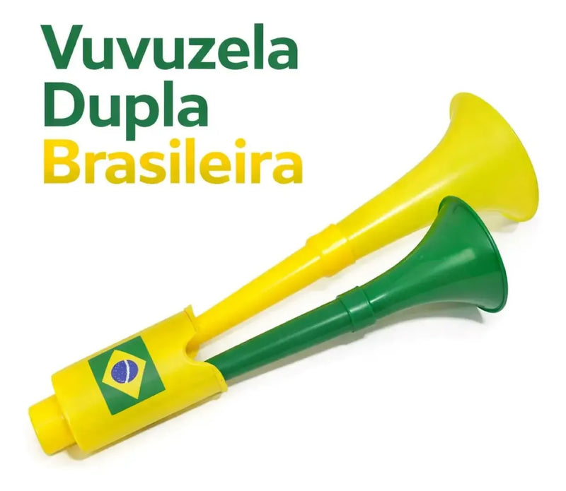 Corneta Vuvuzela Dupla Brasileira Verde e Amarela Copa do Mundo