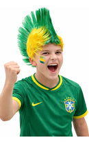 Peruca Moicano Verde E Amarelo Brasil Copa Do Mundo